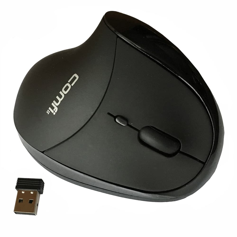 Comfi II wireless vertical mouse in black with nano USB receiver