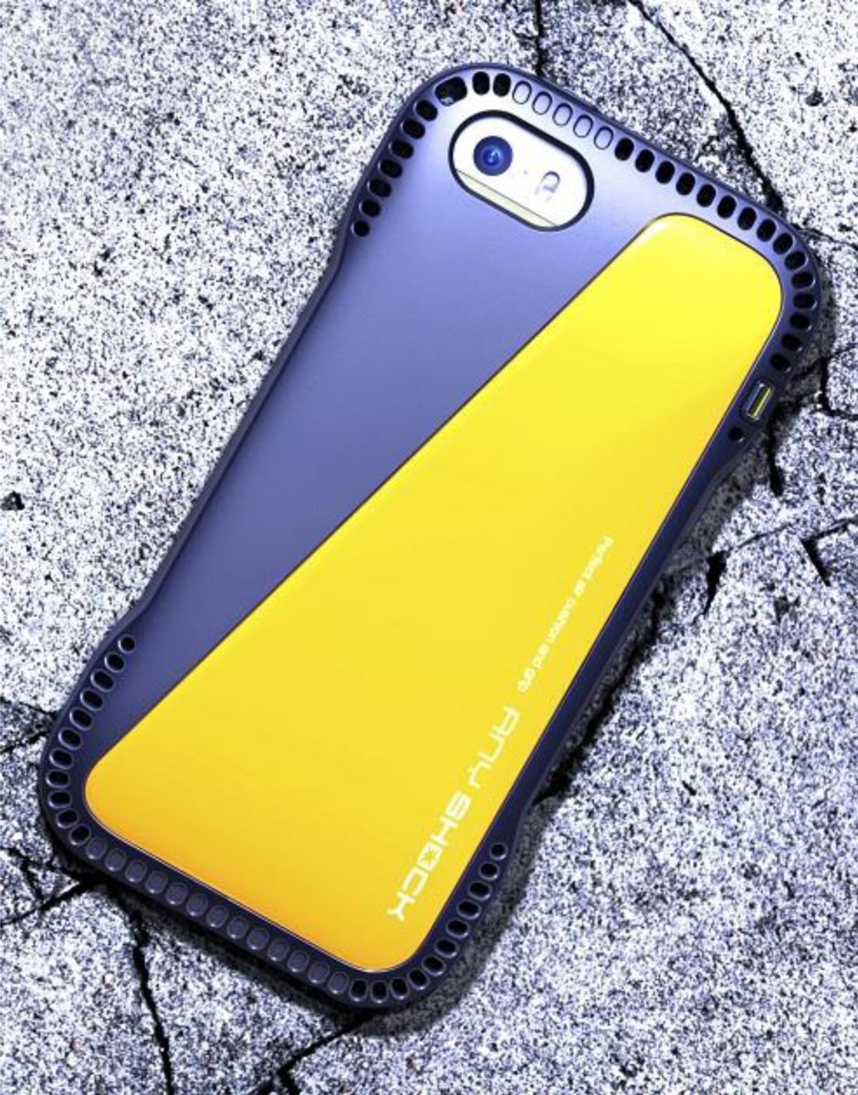 AnyShock Air case for iPhone 5 and 5S in blue and yellow